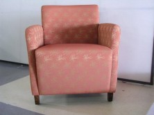 Logo Low Leg Single Chair. Stained Timber Legs. Any Fabric Colour. Available 2 Seater